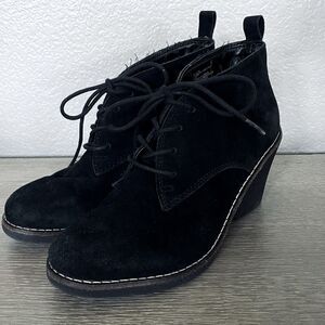 White Mountain Leather Black Suede Ankle Boots 9